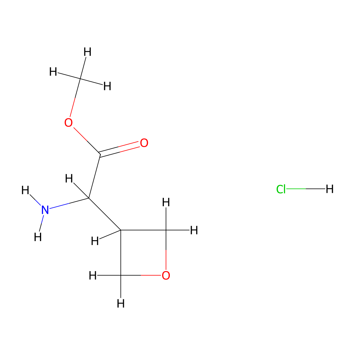 Methyl 2-amino-2-(oxetan-3-yl)acetate hydrochloride molecular structure, CAS 1384264-13-4