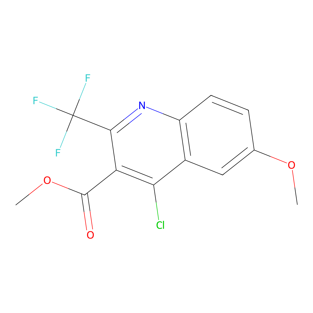 Methyl 4-chloro-6-methoxy-2-(trifluoromethyl)quinoline-3-carboxylate molecular structure, CAS 1384264-19-0