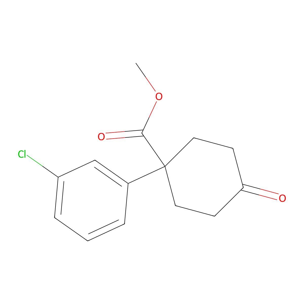 Methyl 1-(3-chlorophenyl)-4-oxocyclohexanecarboxylate molecular structure, CAS 1384264-35-0