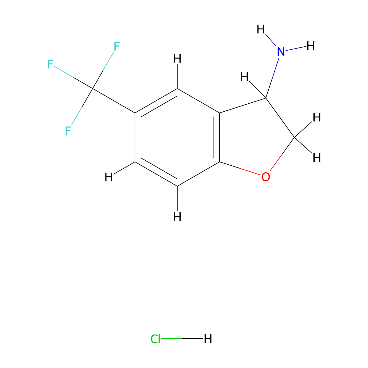 5-(Trifluoromethyl)-2,3-dihydrobenzofuran-3-amine hydrochloride molecular structure, CAS 1384264-50-9