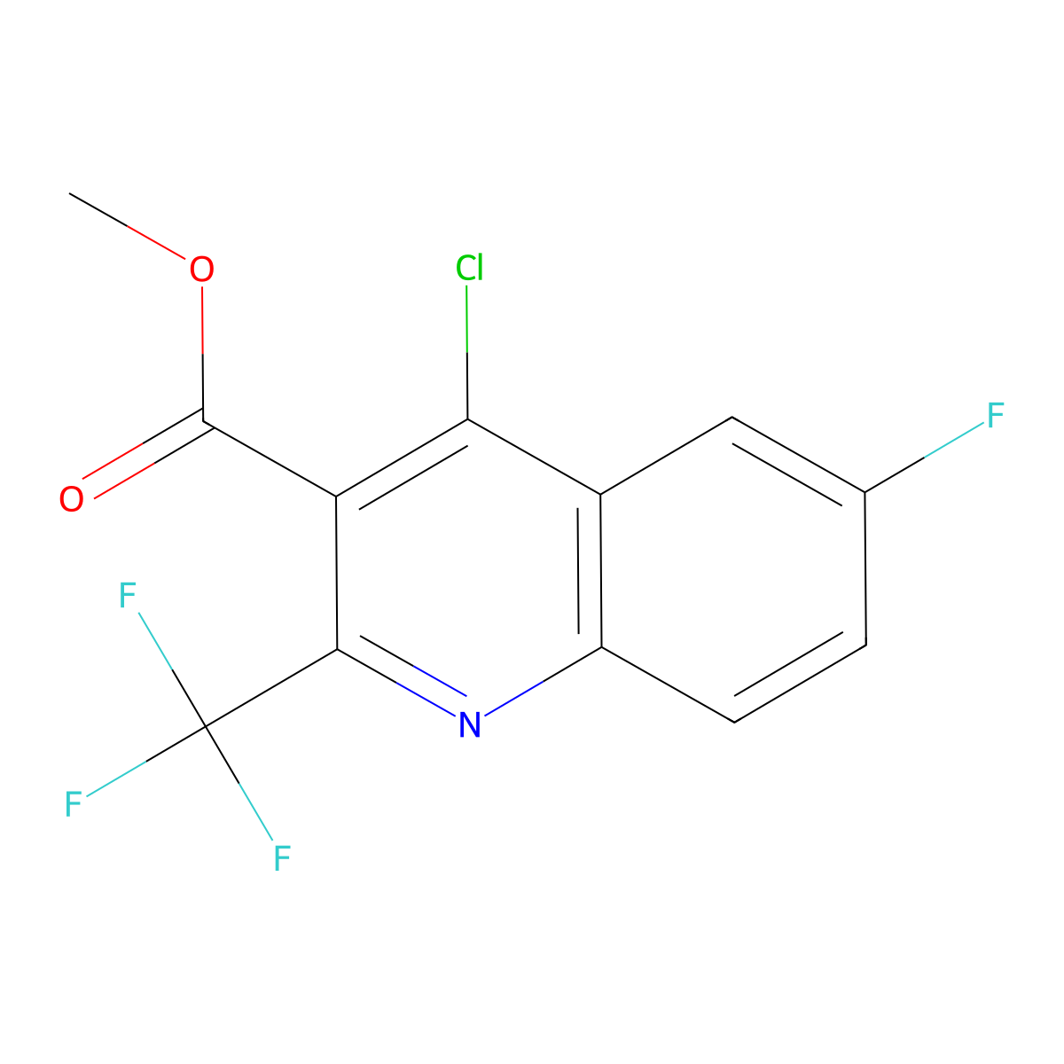 Methyl 4-chloro-6-fluoro-2-(trifluoromethyl)quinoline-3-carboxylate molecular structure, CAS 1384264-64-5