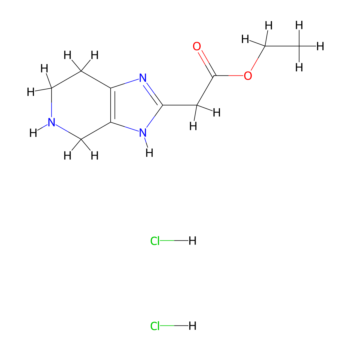 ethyl 2-(4,5,6,7-tetrahydro-3H-imidazo[4,5-c]pyridin-2-yl)acetate dihydrochloride molecular structure, CAS 1384264-76-9