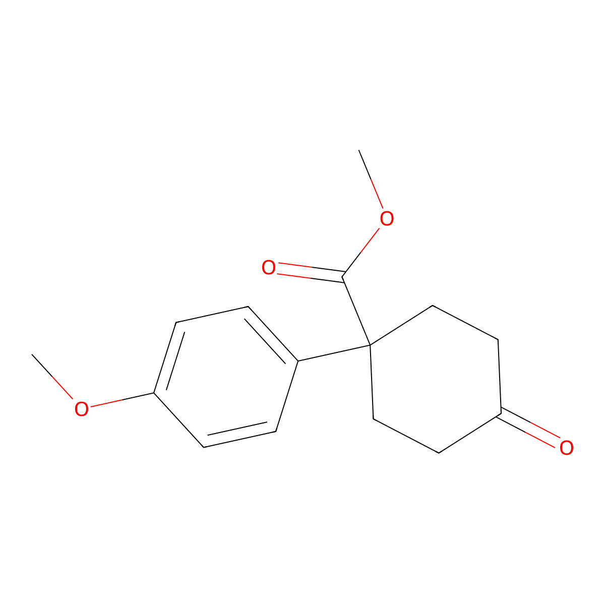 Methyl 1-(4-methoxyphenyl)-4-oxocyclohexanecarboxylate molecular structure, CAS 1384264-82-7