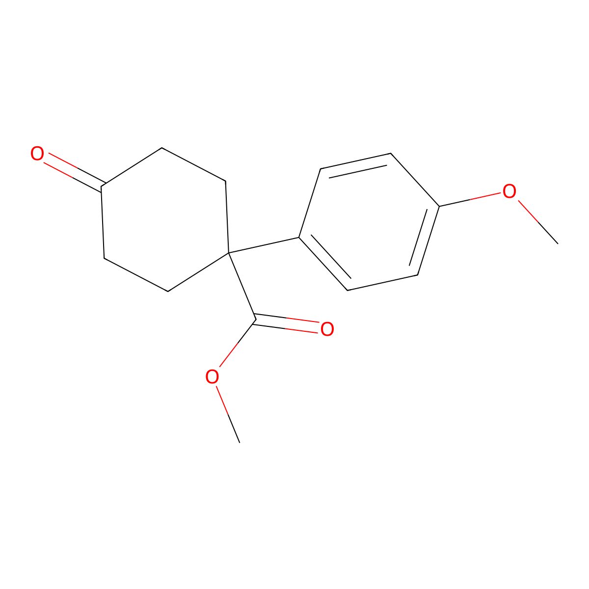 Methyl 1-(4-methoxyphenyl)-4-oxocyclohexanecarboxylate molecular structure, CAS 1384264-82-7