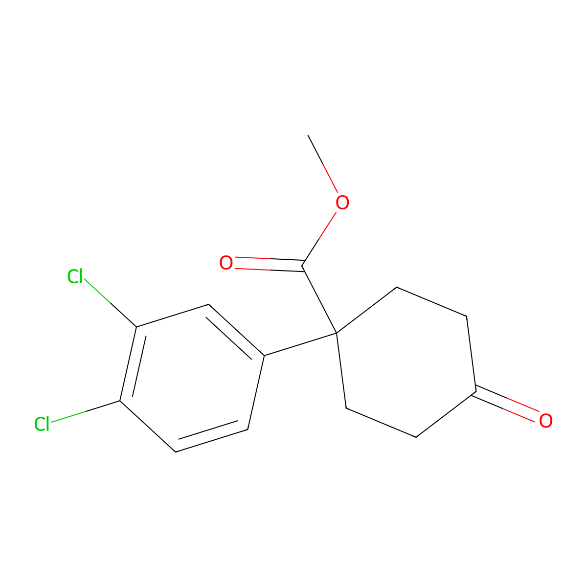Methyl 1-(3,4-dichlorophenyl)-4-oxocyclohexanecarboxylate molecular structure, CAS 1384264-84-9