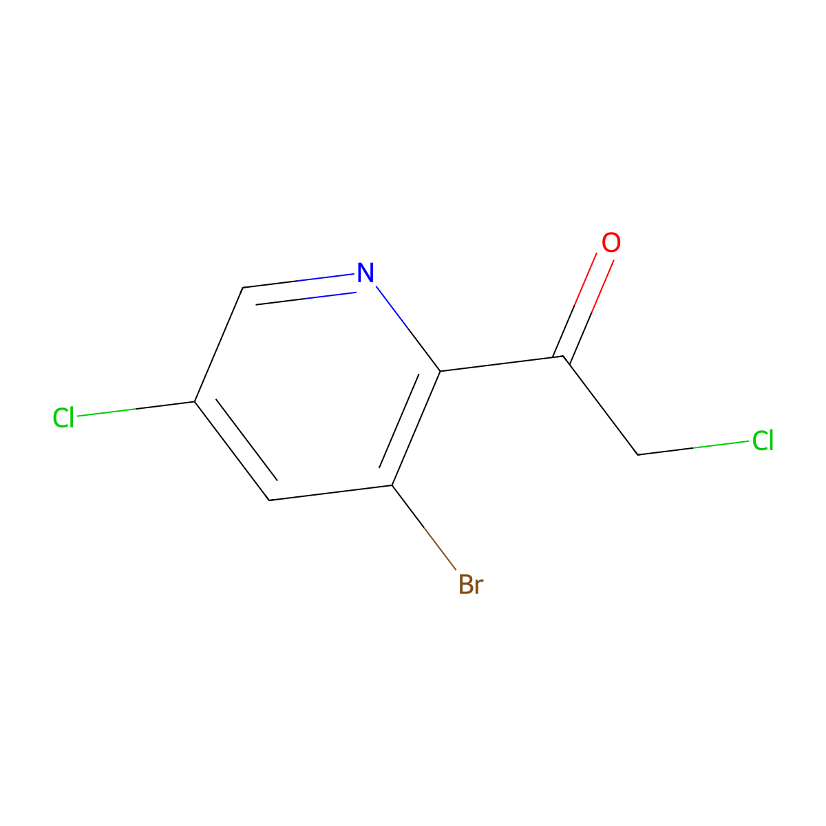 1-(3-Bromo-5-chloropyridin-2-YL)-2-chloroethanone molecular structure, CAS 1384264-88-3