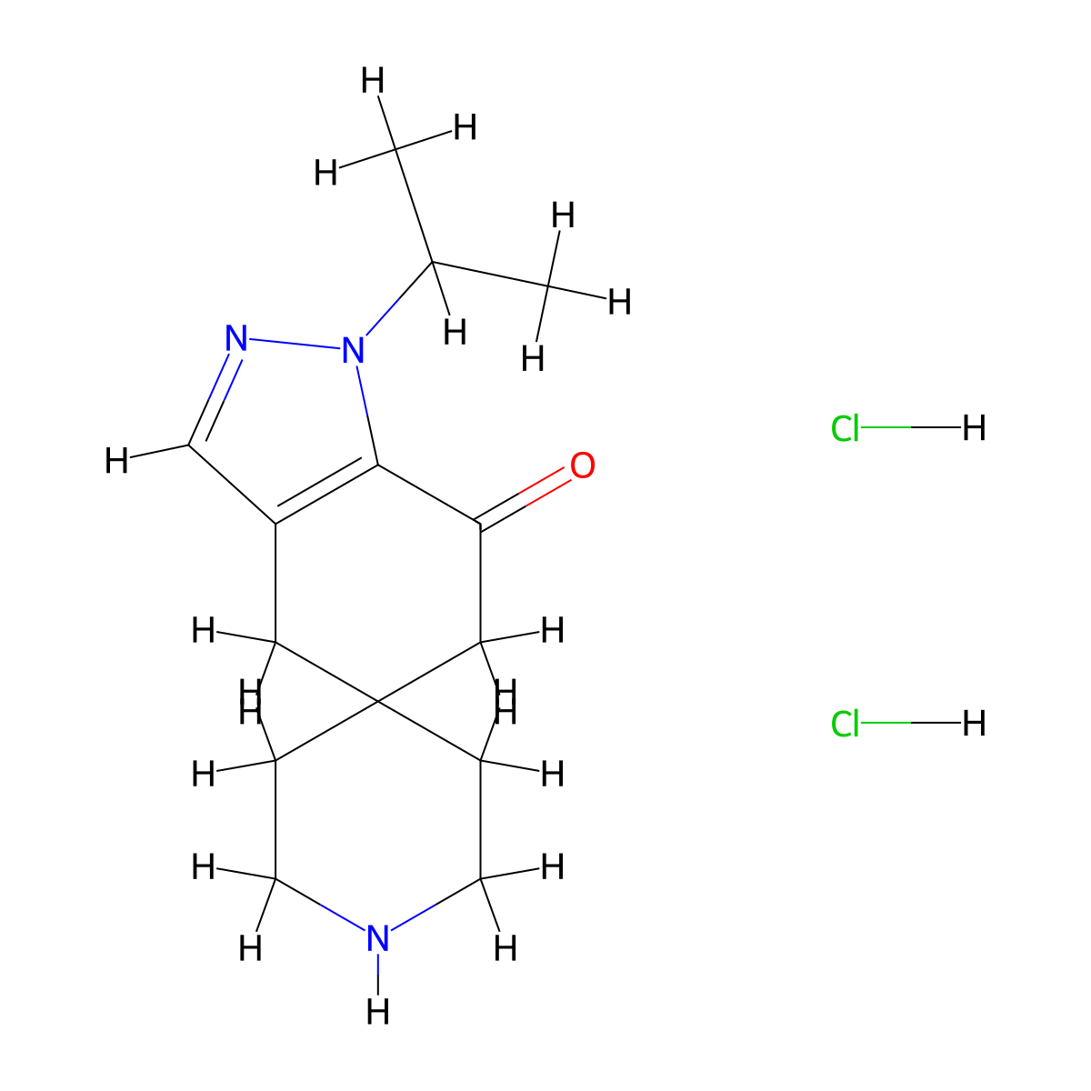 1-Isopropyl-4,6-dihydrospiro[indazole-5,4'-piperidin]-7(1H)-one dihydrochloride molecular structure, CAS 1384265-02-4