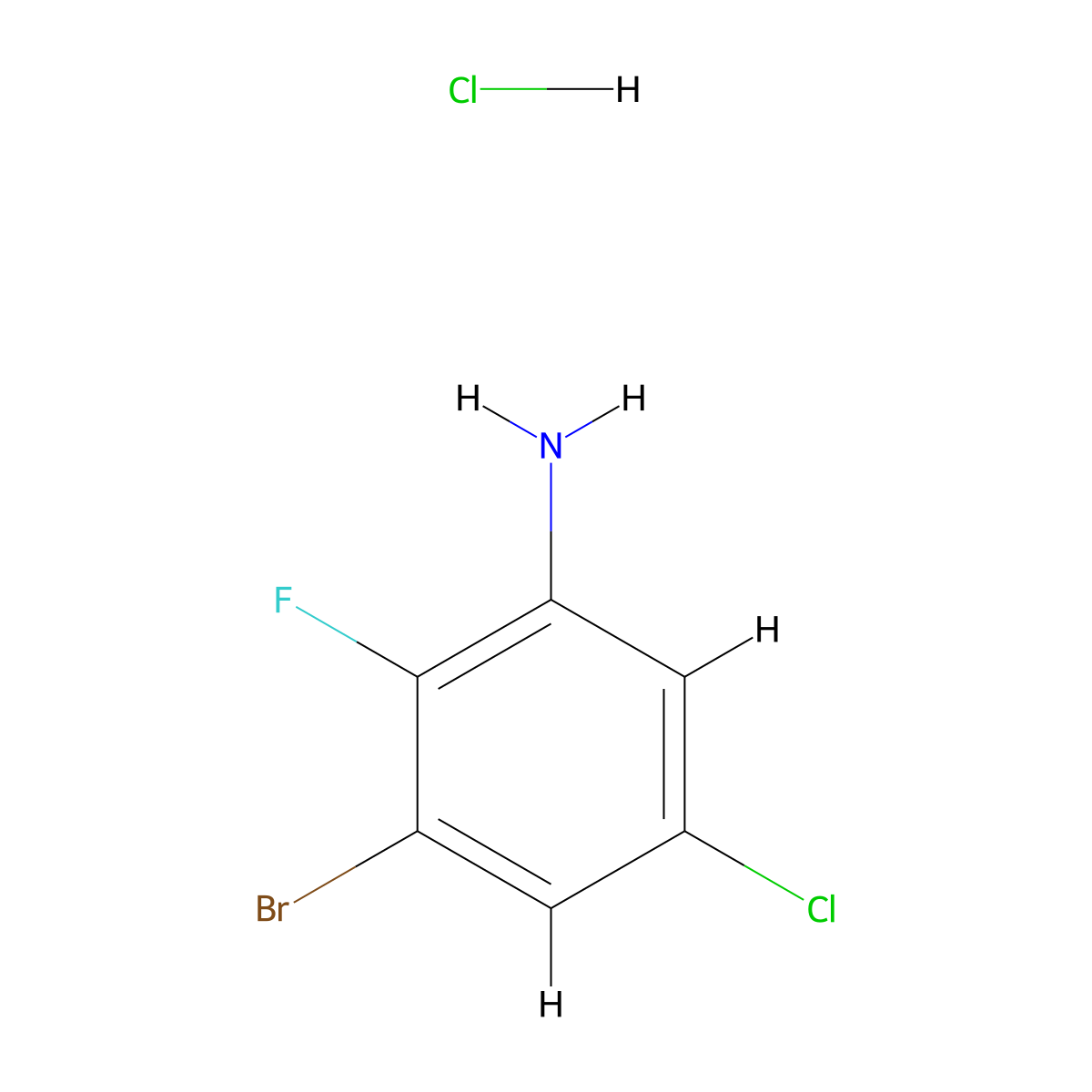 3-Bromo-5-chloro-2-fluoroaniline hydrochloride molecular structure, CAS 1384265-18-2