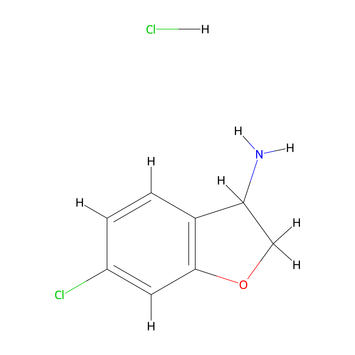 6-Chloro-2,3-dihydro-1-benzofuran-3-amine hydrochloride molecular structure, CAS 1384265-38-6