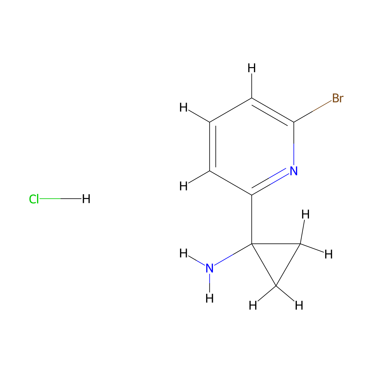 1-(6-Bromopyridin-2-yl)cyclopropanamine hydrochloride molecular structure, CAS 1384265-49-9