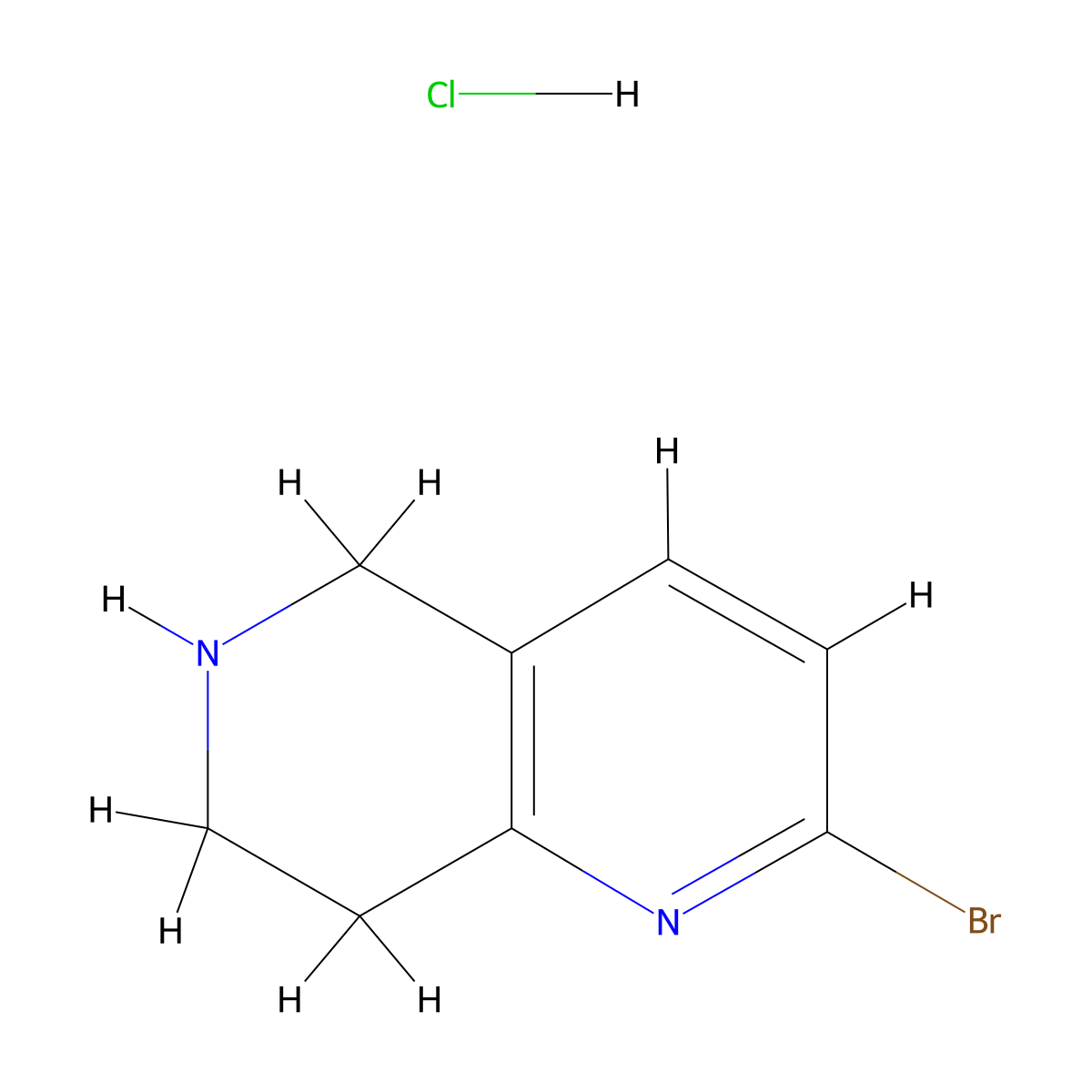 2-Bromo-5,6,7,8-tetrahydro-1,6-naphthyridine hydrochloride molecular structure, CAS 1384265-53-5