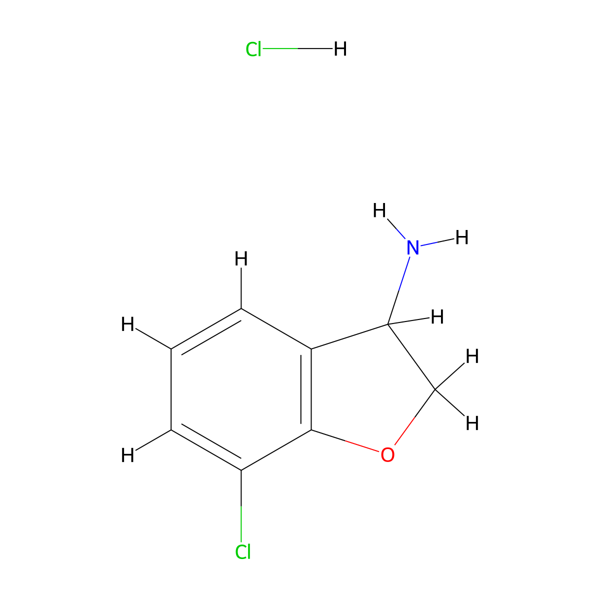 7-Chloro-2,3-dihydro-1-benzofuran-3-amine hydrochloride molecular structure, CAS 1384265-56-8