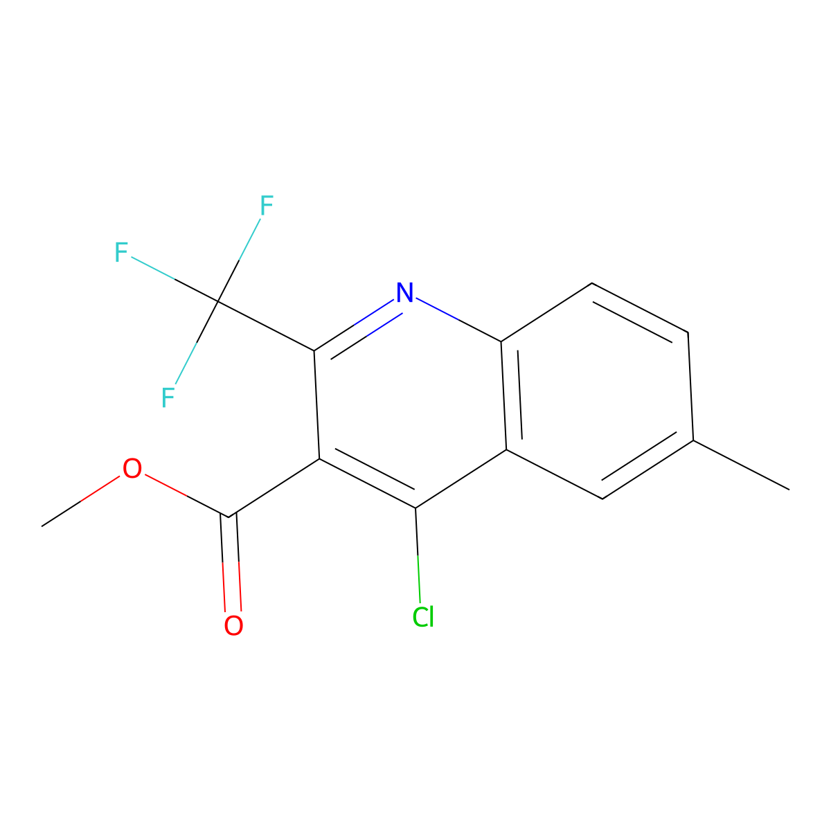 Methyl 4-chloro-6-methyl-2-(trifluoromethyl)quinoline-3-carboxylate molecular structure, CAS 1384265-62-6