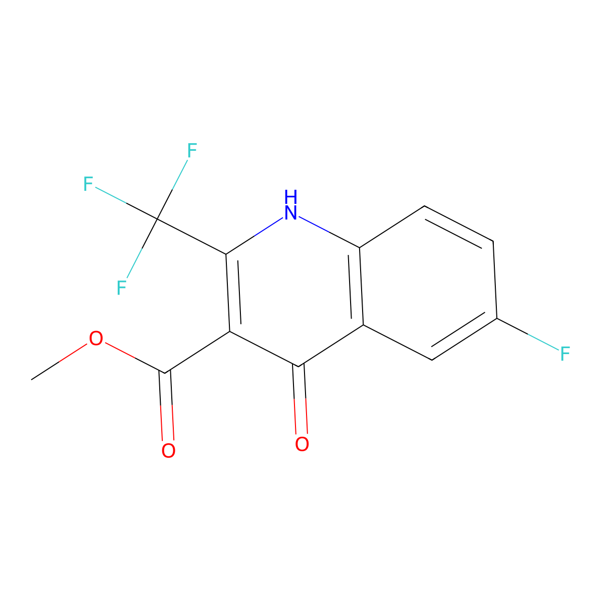 Methyl 6-fluoro-4-hydroxy-2-(trifluoromethyl)quinoline-3-carboxylate molecular structure, CAS 1384265-63-7