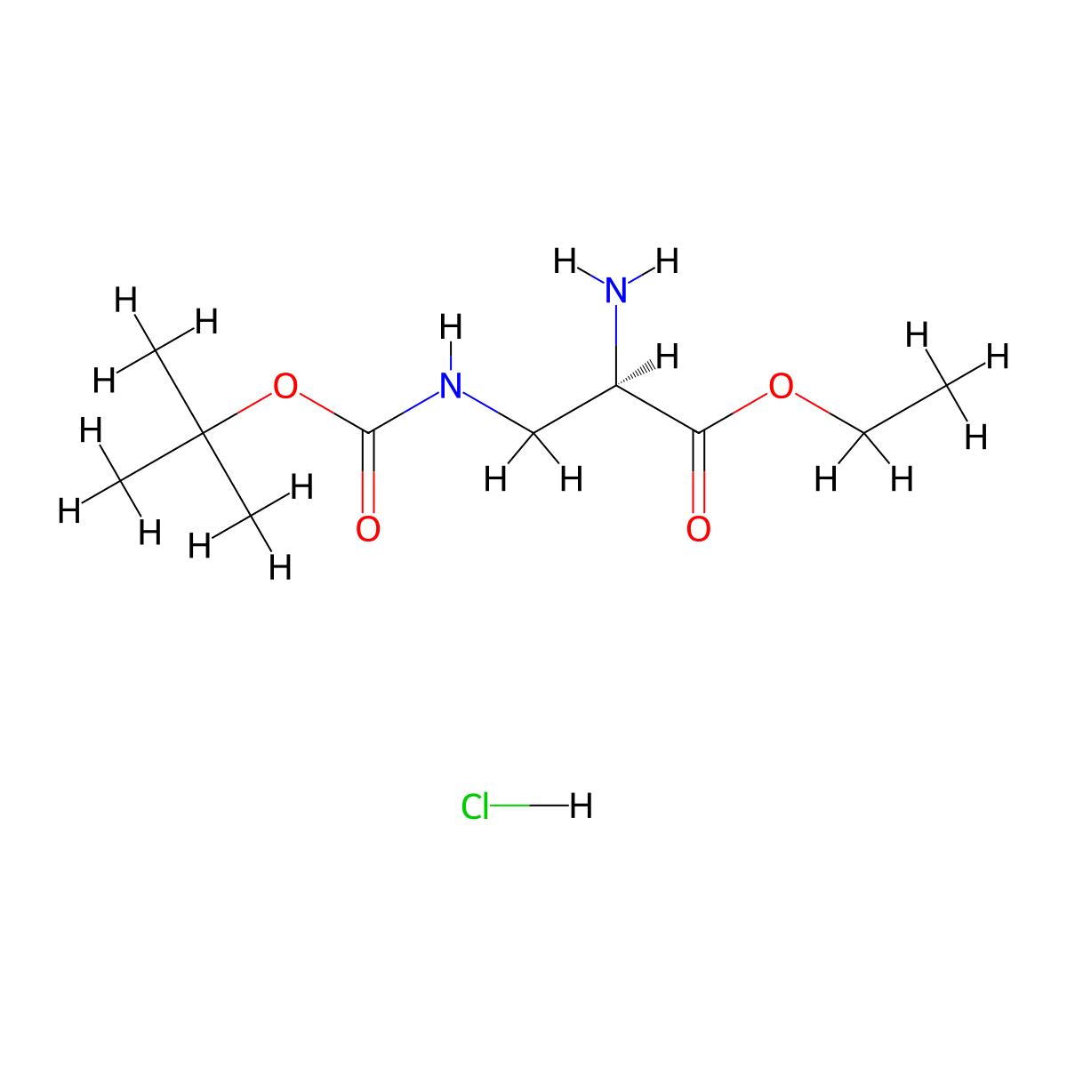 (R)-Ethyl 2-amino-3-((tert-butoxycarbonyl)amino)propanoate hydrochloride molecular structure, CAS 1384268-52-3