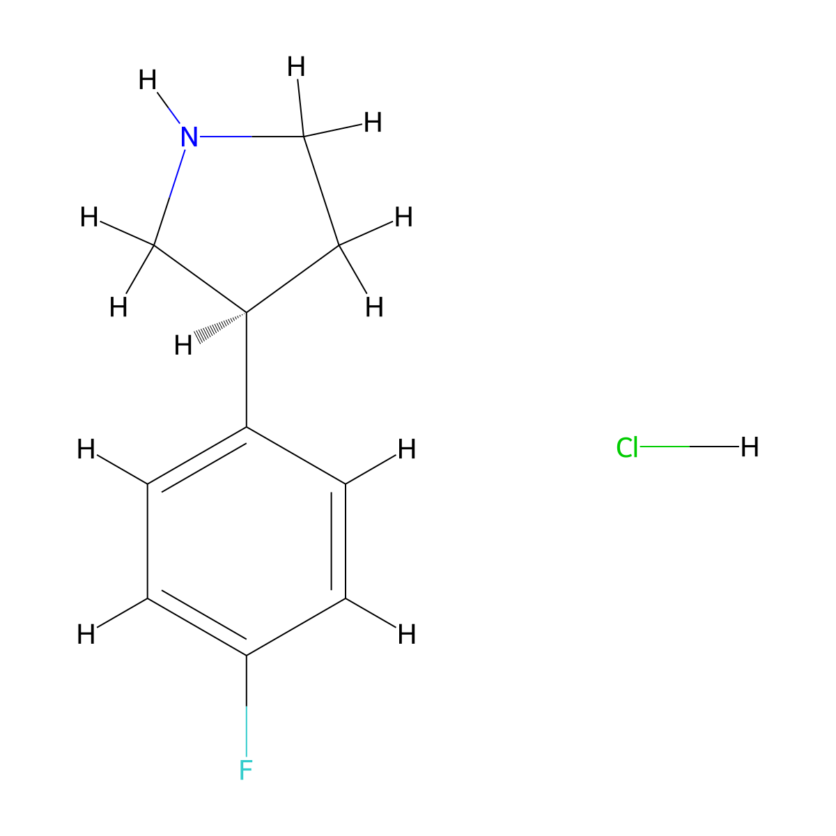 (s)-3-(4-Fluorophenyl)pyrrolidine hydrochloride molecular structure, CAS 1384268-53-4