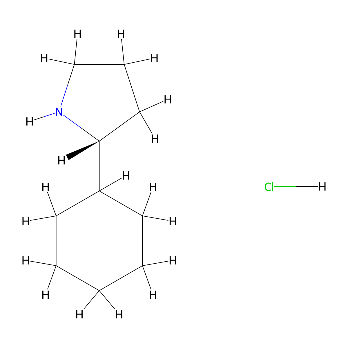 (R)-2-Cyclohexylpyrrolidine hydrochloride molecular structure, CAS 1384268-81-8