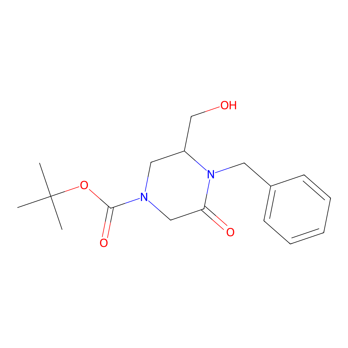 (R)-1-Boc-4-benzyl-3-(hydroxymethyl)-5-oxopiperazine molecular structure, CAS 1384268-90-9