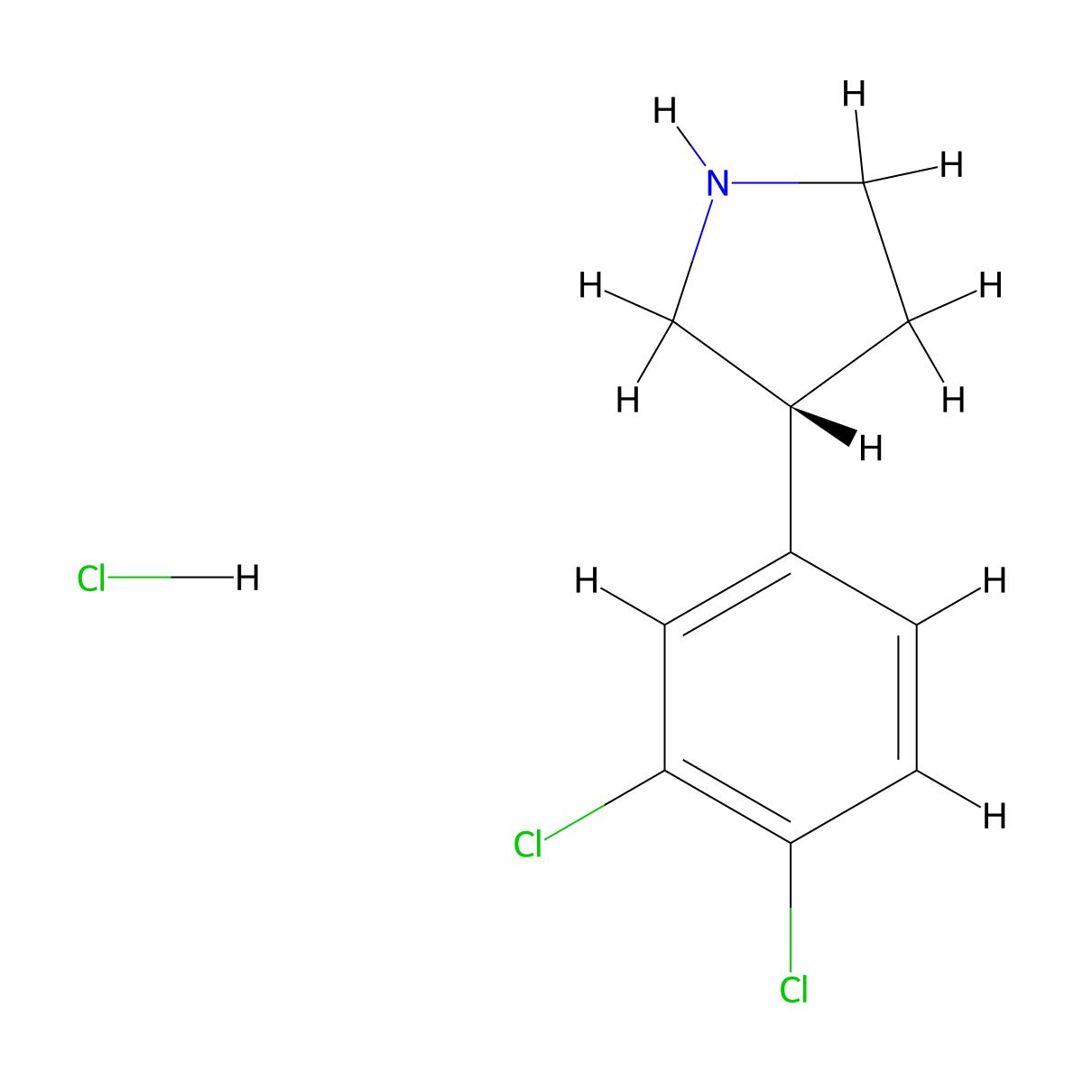(R)-3-(3,4-Dichlorophenyl)pyrrolidine hydrochloride molecular structure, CAS 1384269-00-4