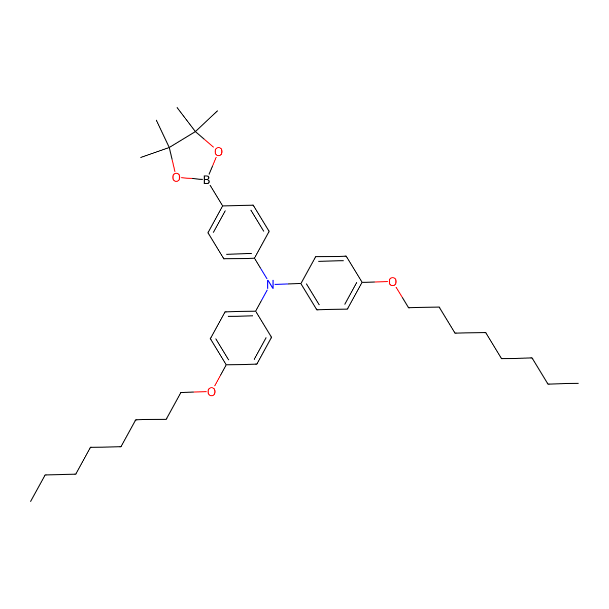 4-(Octyloxy)-N-(4-(octyloxy)phenyl)-N-(4-(4,4,5,5-tetramethyl-1,3,2-dioxaborolan-2-yl)phenyl)aniline molecular structure, CAS 1384270-52-3