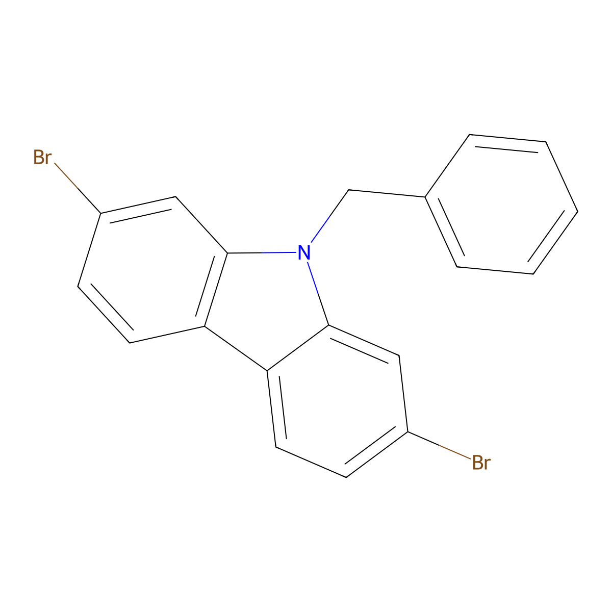9-benzyl-2,7-dibromo-9H-carbazole molecular structure, CAS 1384281-49-5
