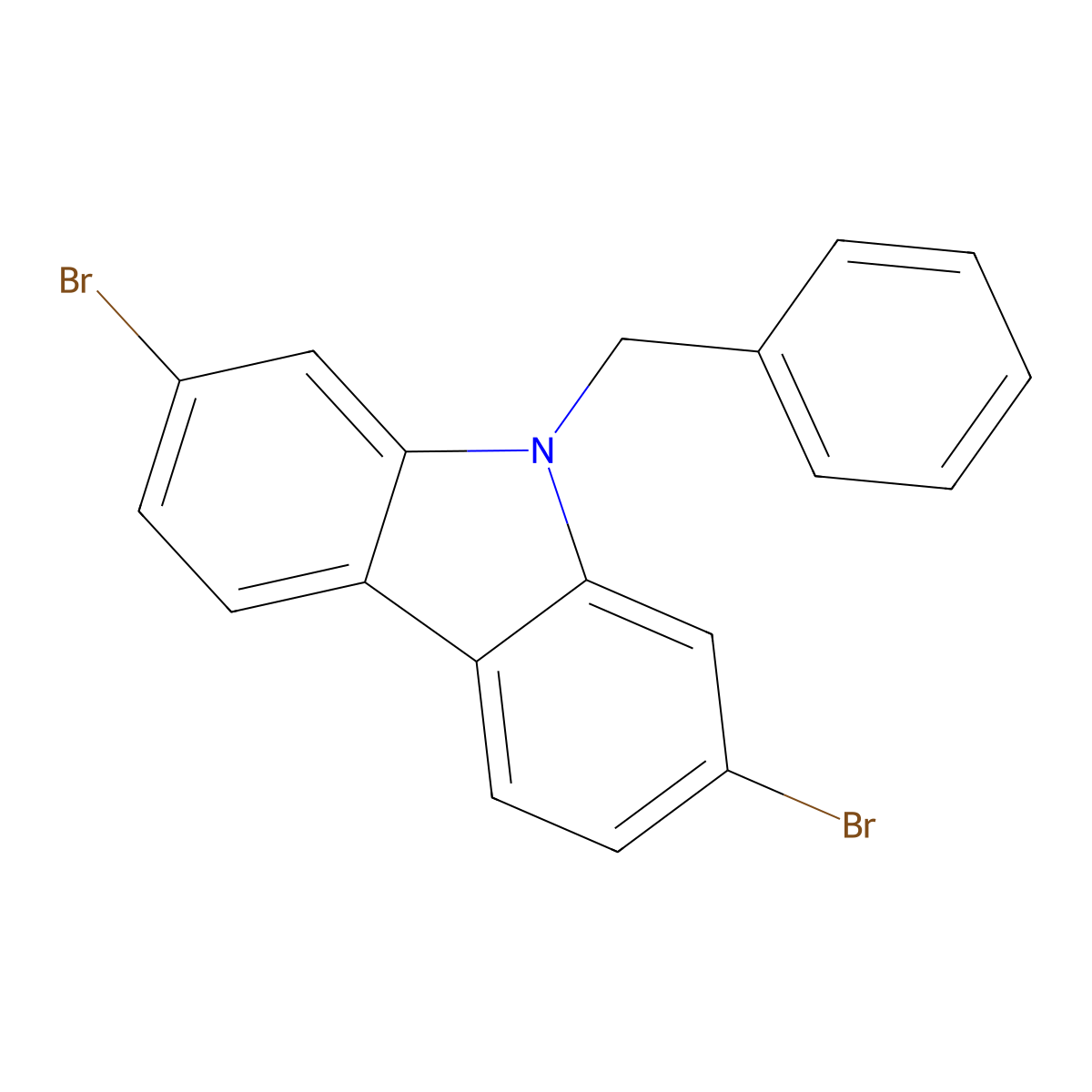 9-benzyl-2,7-dibromo-9H-carbazole molecular structure, CAS 1384281-49-5