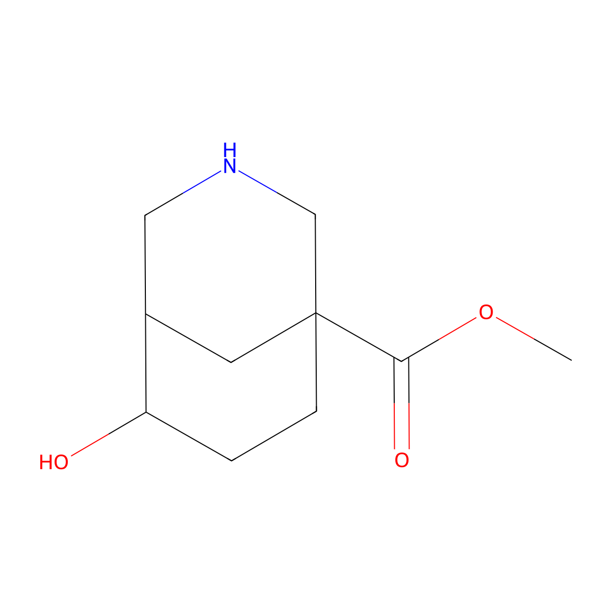 rac-methyl (1R,5R,6R)-6-hydroxy-3-azabicyclo[3.3.1]nonane-1-carboxylate molecular structure, CAS 1384289-79-5