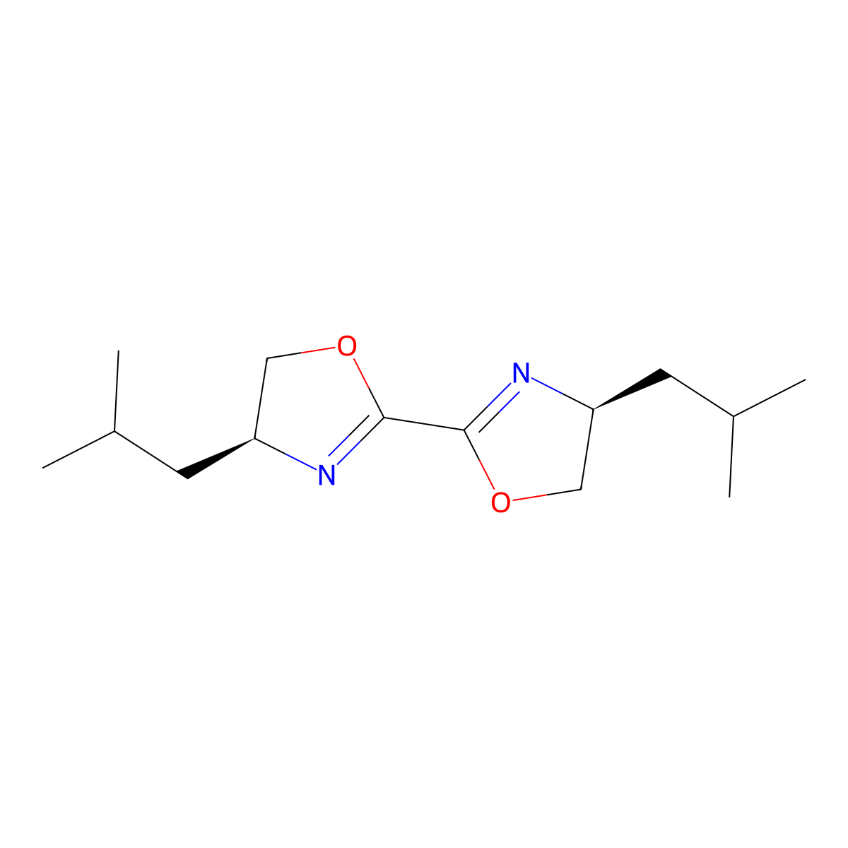 (4S,4'S)-4,4'-Diisobutyl-4,4',5,5'-tetrahydro-2,2'-bioxazole molecular structure, CAS 138429-17-1