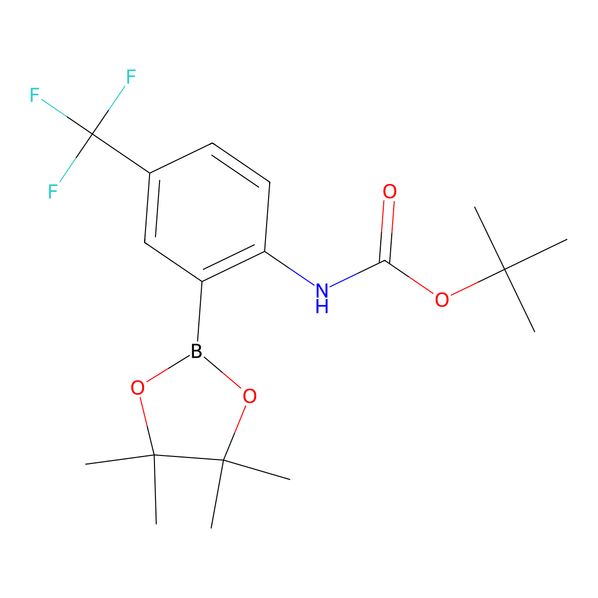 tert-butyl N-[2-(tetramethyl-1,3,2-dioxaborolan-2-yl)-4-(trifluoromethyl)phenyl]carbamate molecular structure, CAS 1384312-98-4