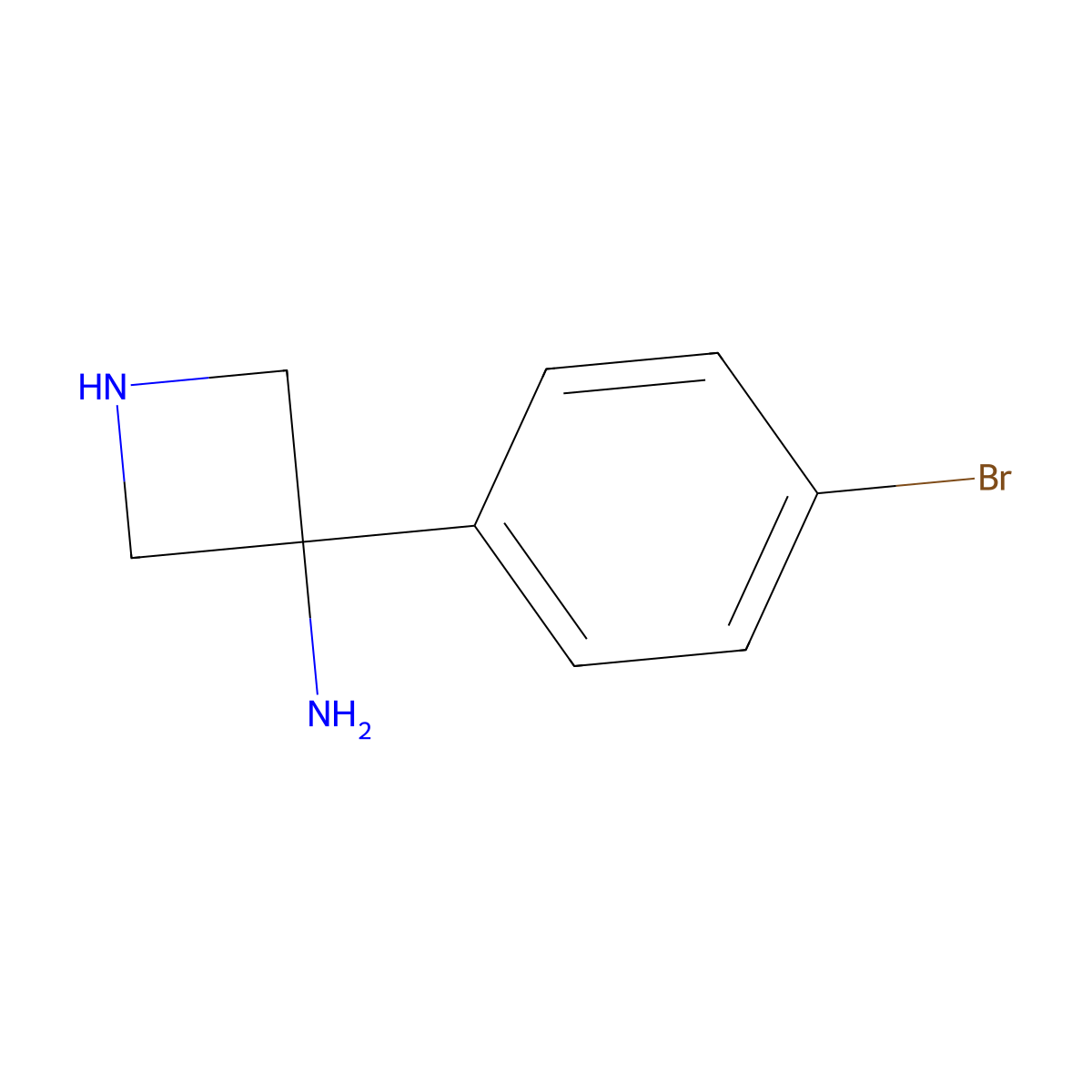 3-(4-Bromophenyl)-3-azetidinamine molecular structure, CAS 1384421-50-4