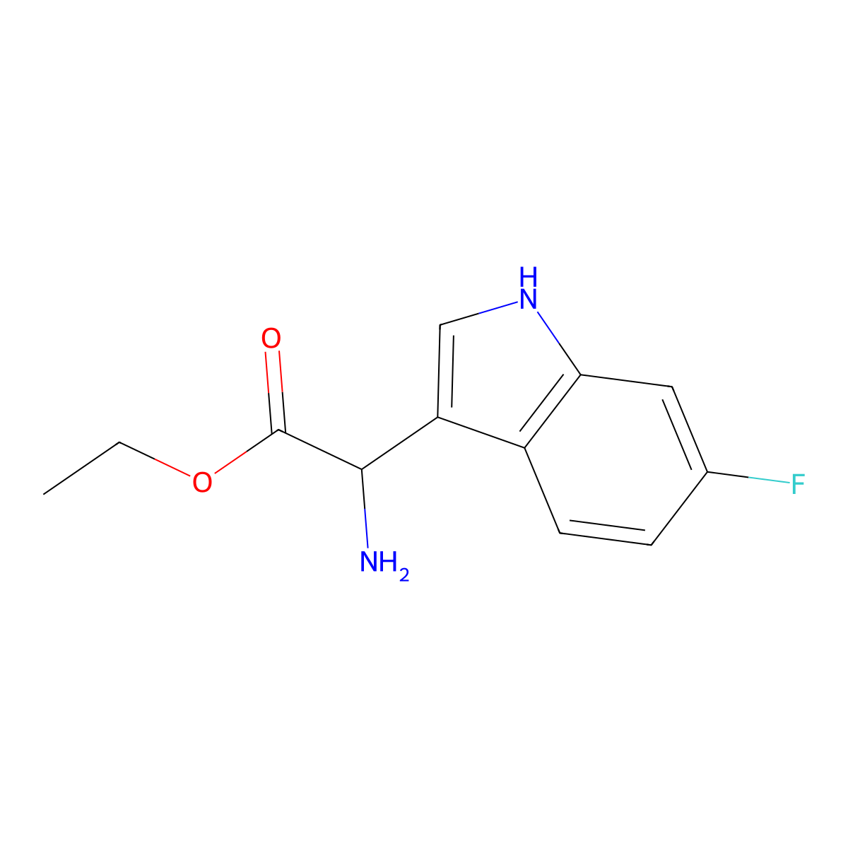 ethyl 2-amino-2-(6-fluoro-1H-indol-3-yl)acetate molecular structure, CAS 1384421-66-2