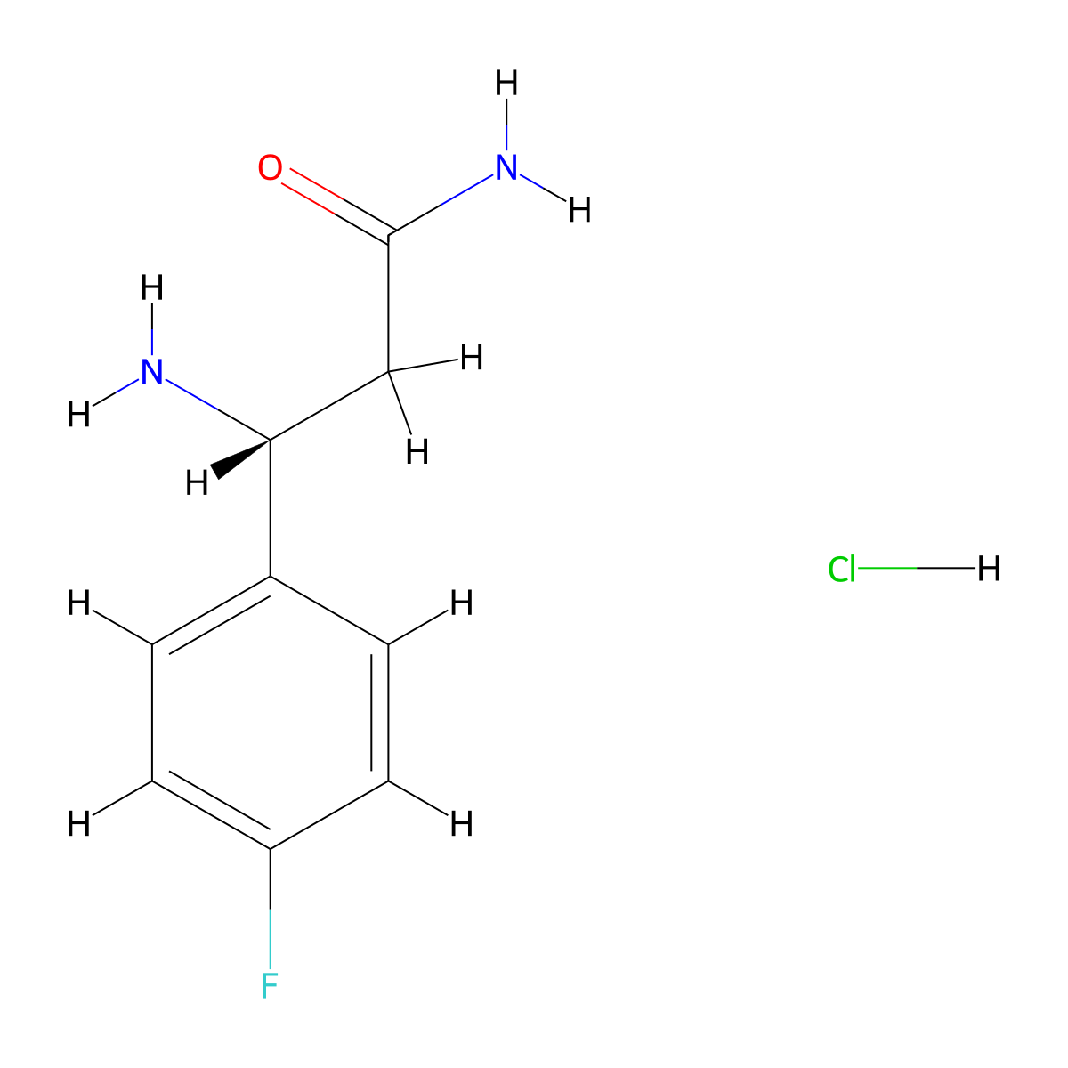 (3R)-3-amino-3-(4-fluorophenyl)propanamide hydrochloride molecular structure, CAS 1384424-47-8