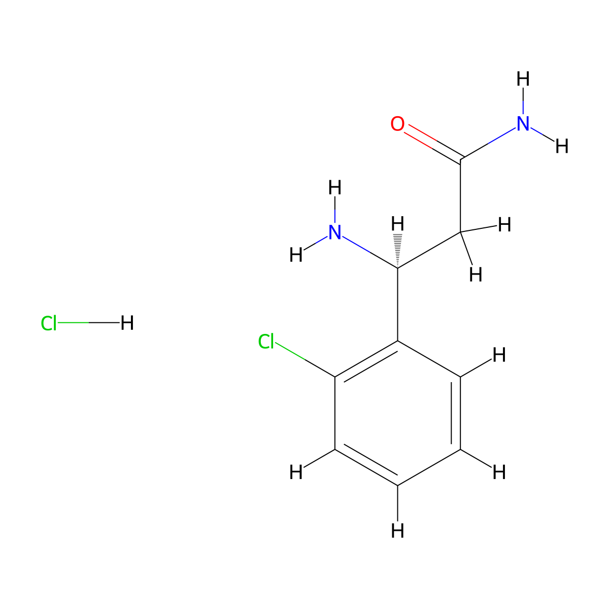 (3S)-3-amino-3-(2-chlorophenyl)propanamide hydrochloride molecular structure, CAS 1384424-50-3