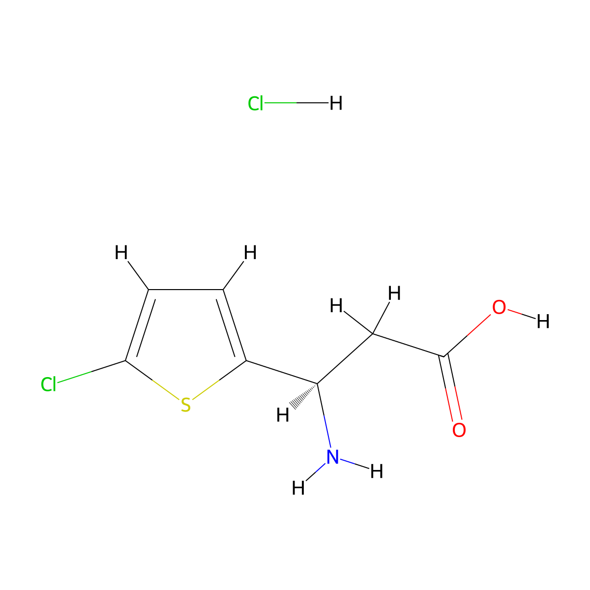 (3R)-3-amino-3-(5-chlorothiophen-2-yl)propanoic acid hydrochloride molecular structure, CAS 1384424-51-4