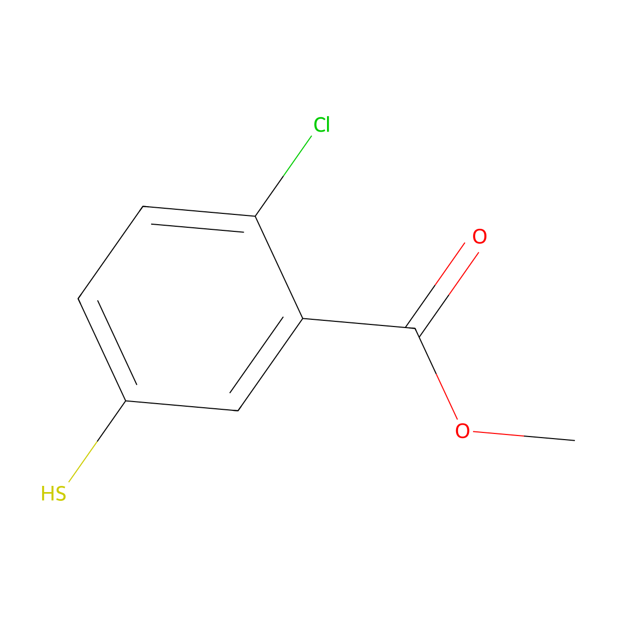 Methyl 2-chloro-5-sulfanylbenzoate molecular structure, CAS 1384427-27-3