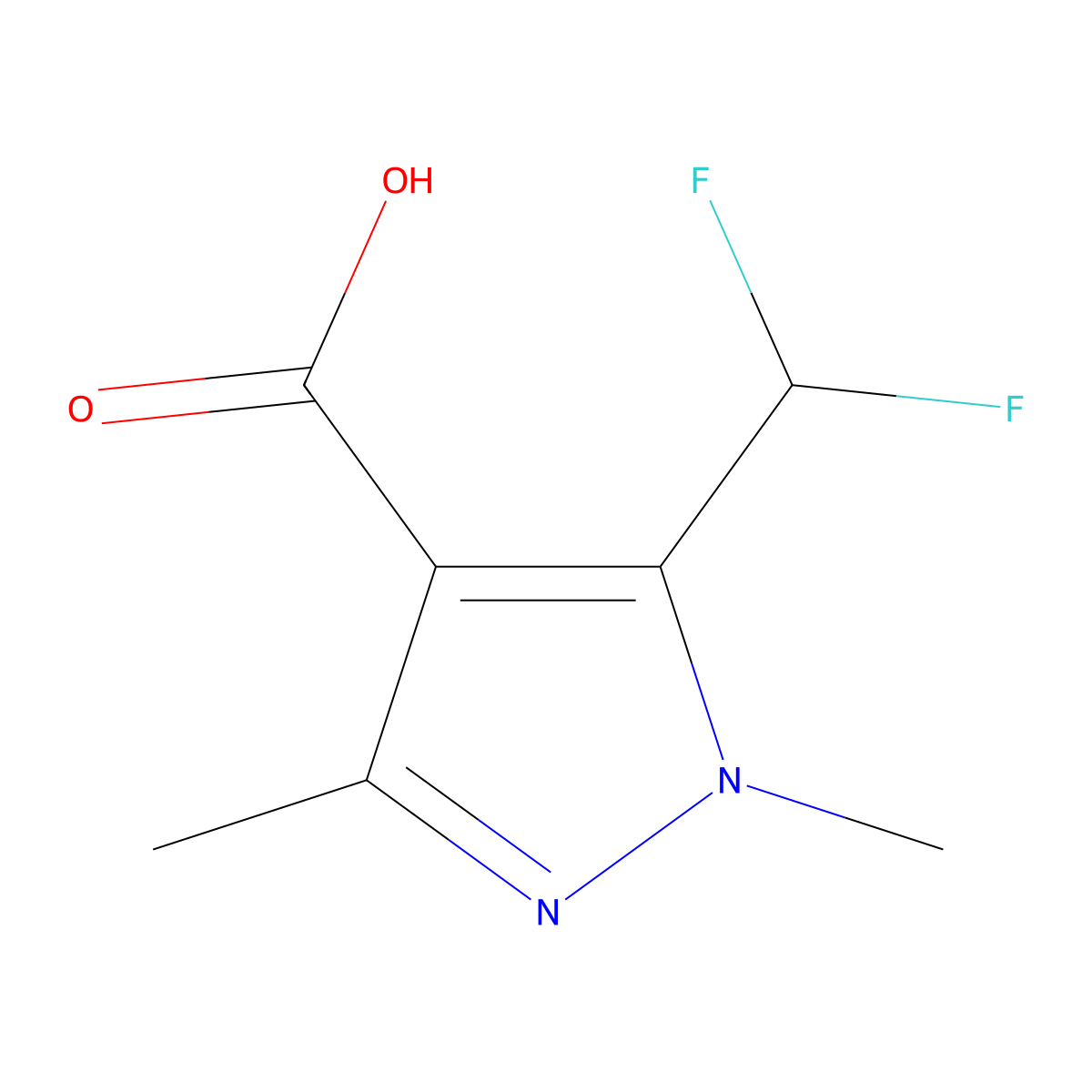 5-(difluoromethyl)-1,3-dimethyl-1H-pyrazole-4-carboxylic acid molecular structure, CAS 1384427-29-5