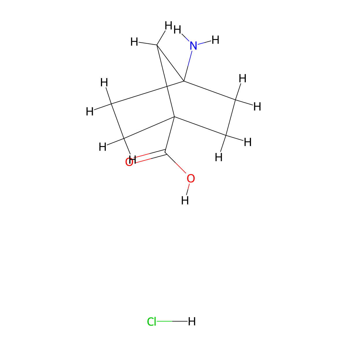 4-Aminobicyclo(2.2.1)heptane-1-carboxylic acid hydrochloride molecular structure, CAS 1384427-36-4
