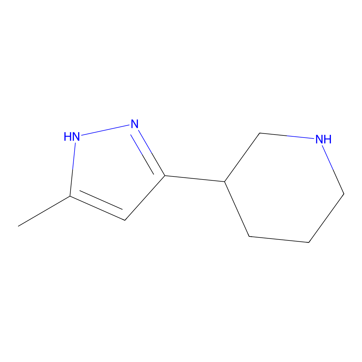 3-(5-methyl-1H-pyrazol-3-yl)piperidine molecular structure, CAS 1384427-37-5