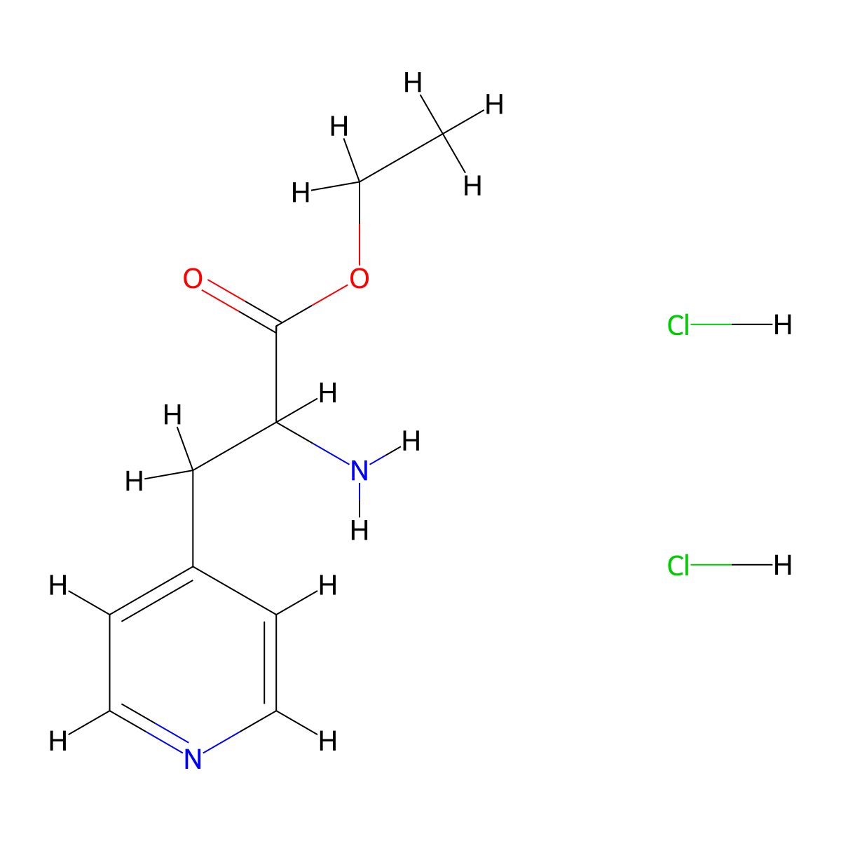 Ethyl 2-amino-3-(pyridin-4-yl)propanoate dihydrochloride molecular structure, CAS 1384427-38-6