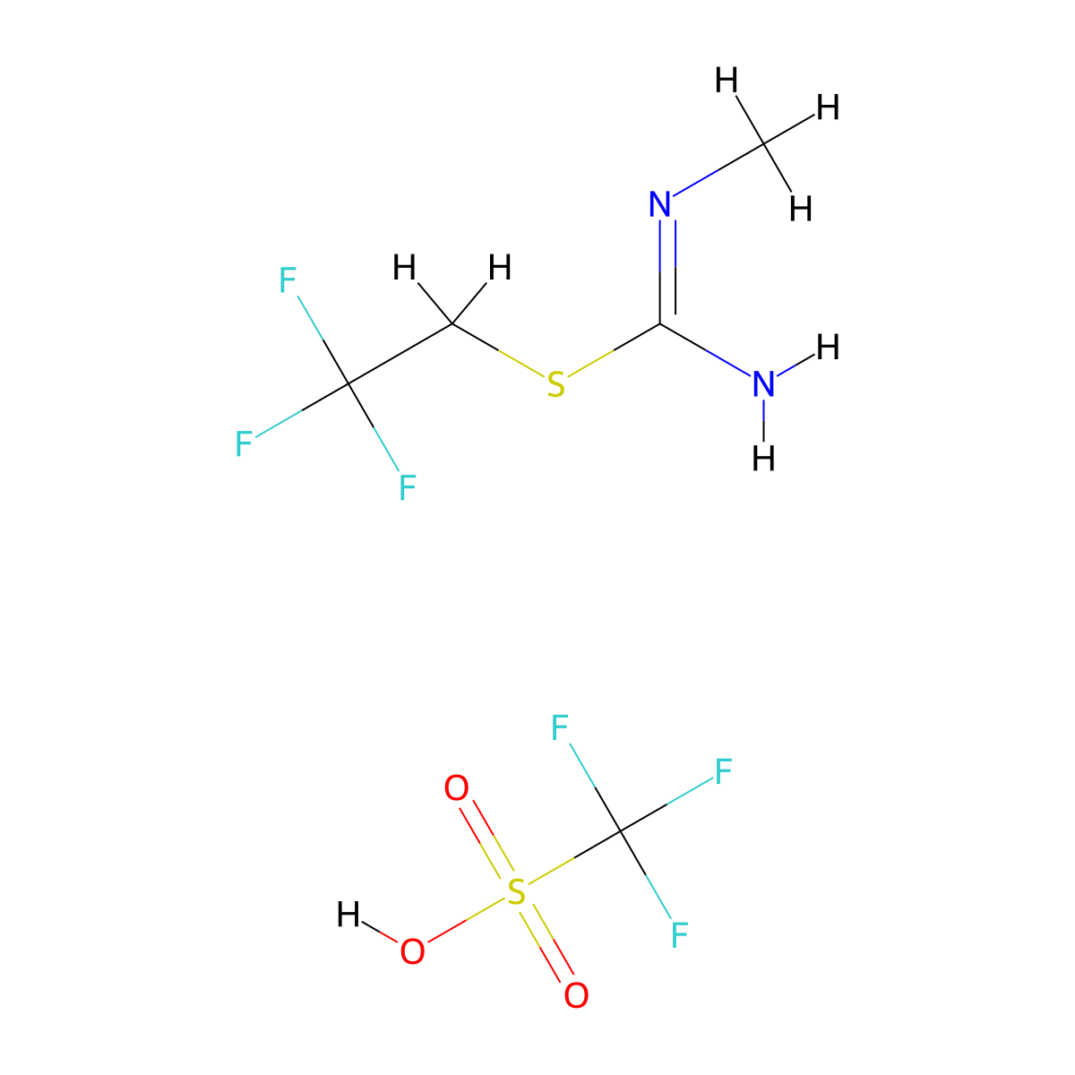 N-methyl[(2,2,2-trifluoroethyl)sulfanyl]methanimidamide; trifluoromethanesulfonic acid molecular structure, CAS 1384427-41-1