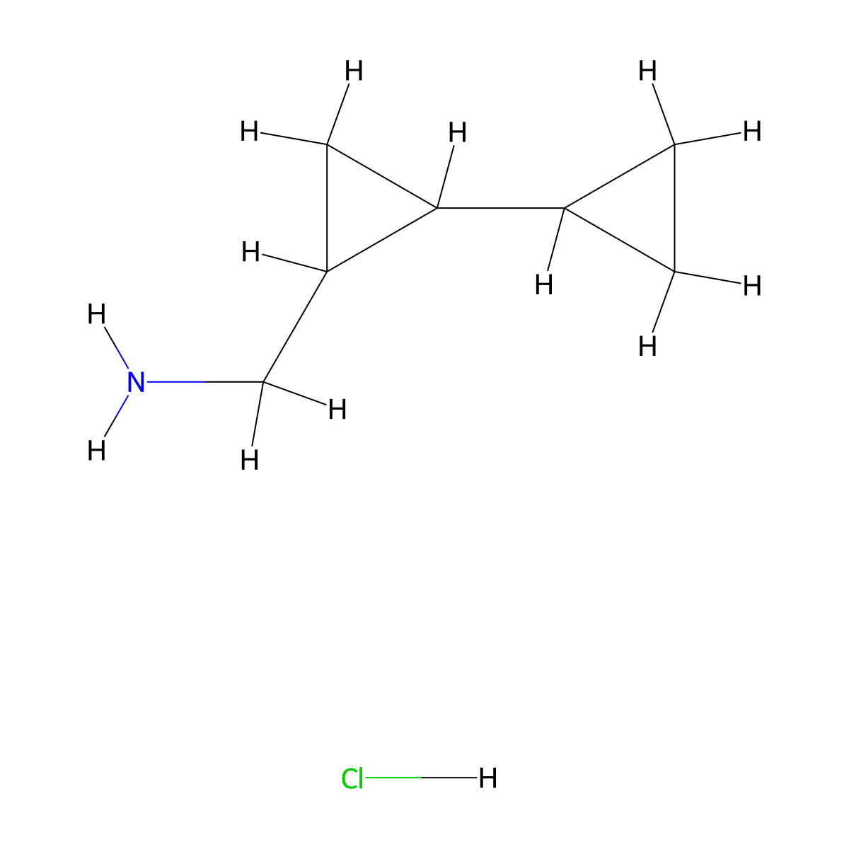 (2-Cyclopropylcyclopropyl)methanamine hydrochloride molecular structure, CAS 1384427-50-2