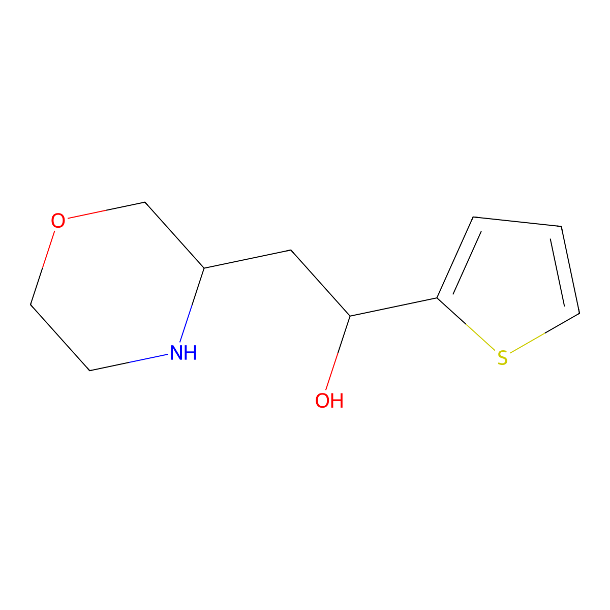 2-(Morpholin-3-yl)-1-(thiophen-2-yl)ethan-1-ol molecular structure, CAS 1384427-51-3