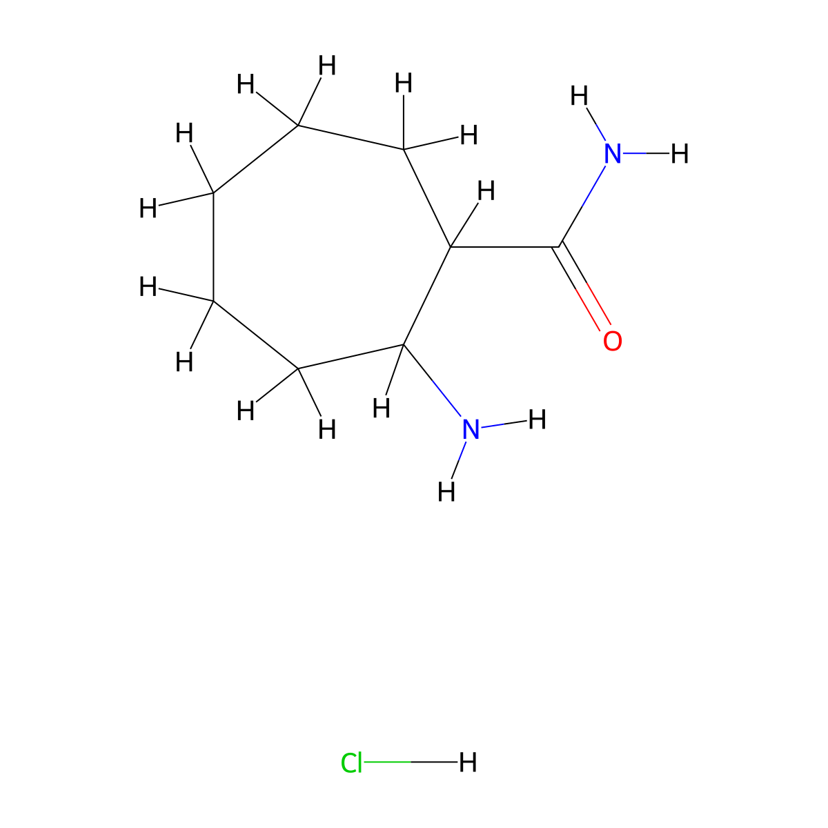 2-Aminocycloheptane-1-carboxamide hydrochloride molecular structure, CAS 1384427-57-9