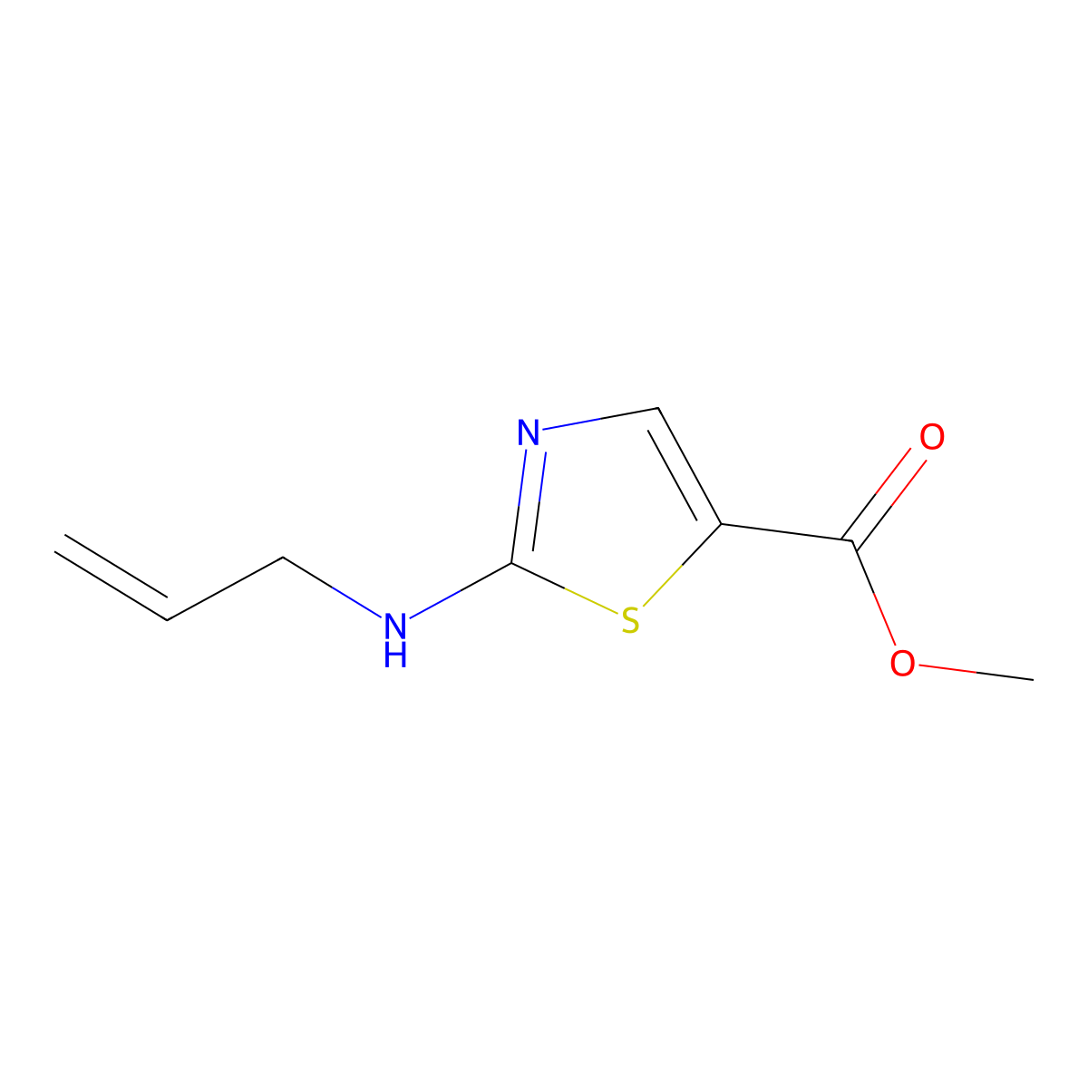 Methyl 2-[(prop-2-en-1-yl)amino]-1,3-thiazole-5-carboxylate molecular structure, CAS 1384427-58-0