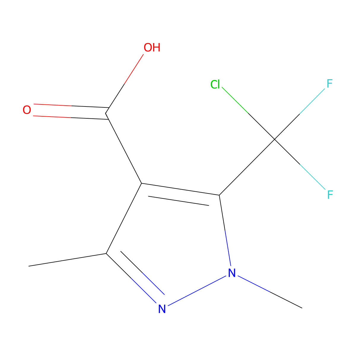 5-(chlorodifluoromethyl)-1,3-dimethyl-1H-pyrazole-4-carboxylic acid molecular structure, CAS 1384427-74-0