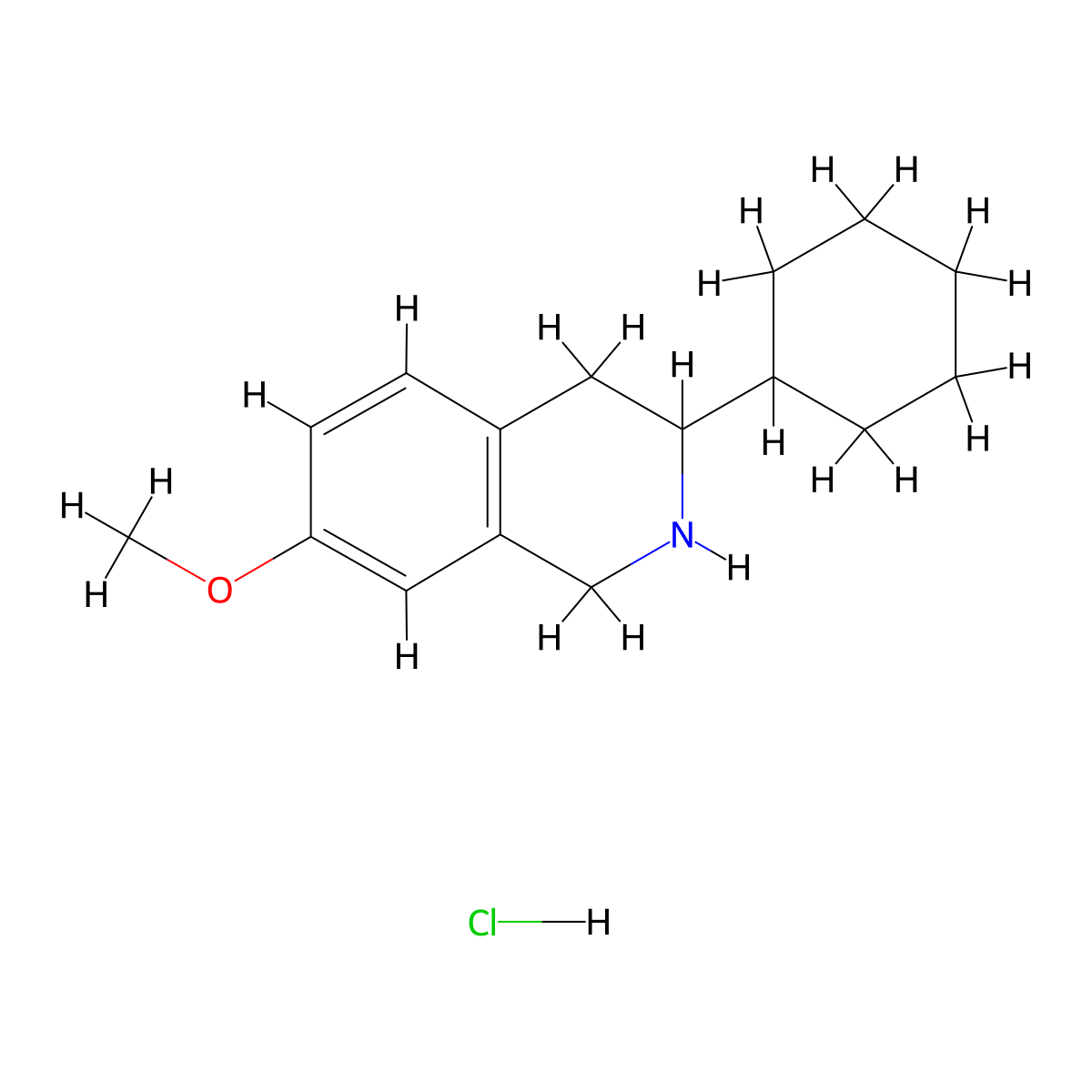 3-Cyclohexyl-7-methoxy-1,2,3,4-tetrahydroisoquinoline hydrochloride molecular structure, CAS 1384427-75-1