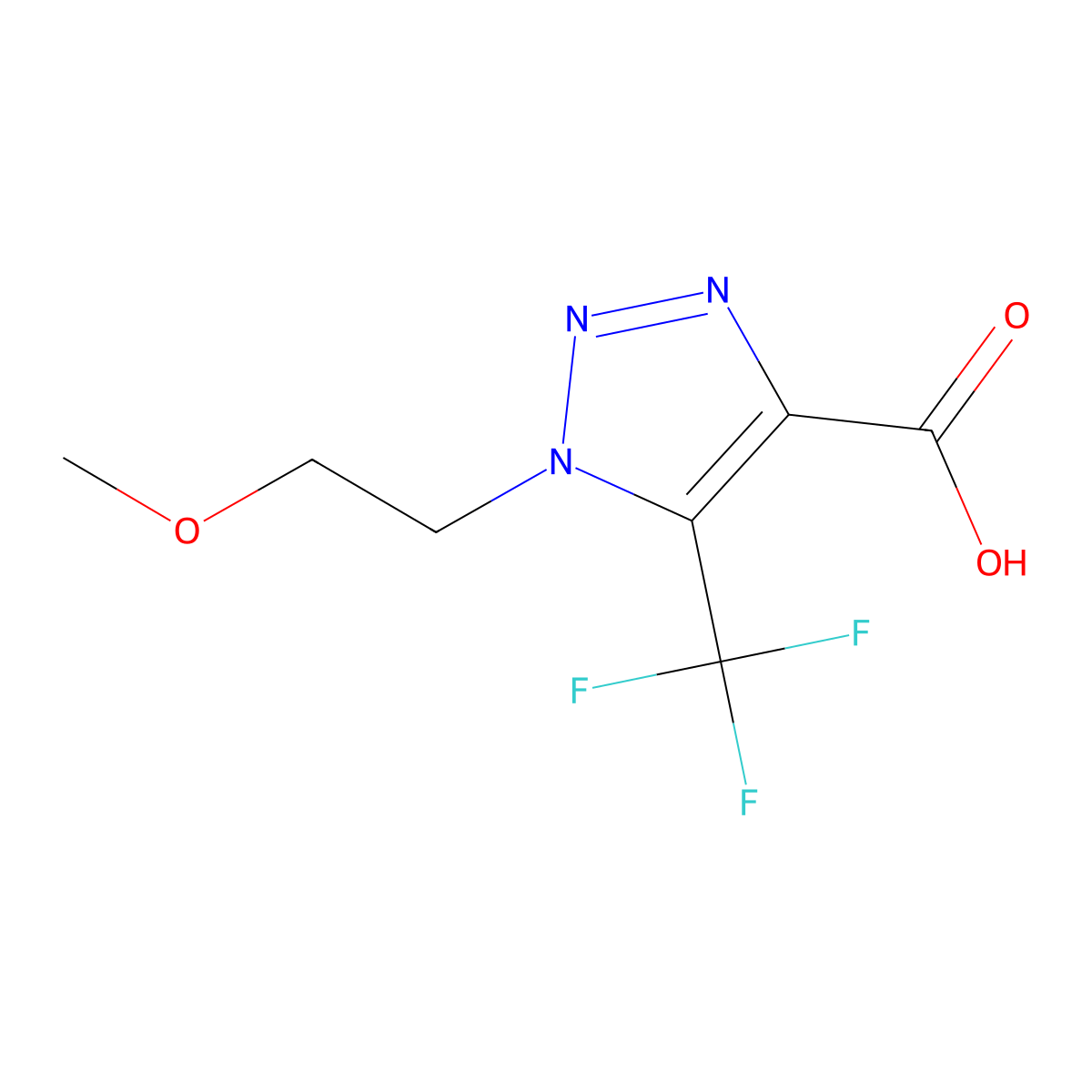 1-(2-methoxyethyl)-5-(trifluoromethyl)-1H-1,2,3-triazole-4-carboxylic acid molecular structure, CAS 1384427-78-4
