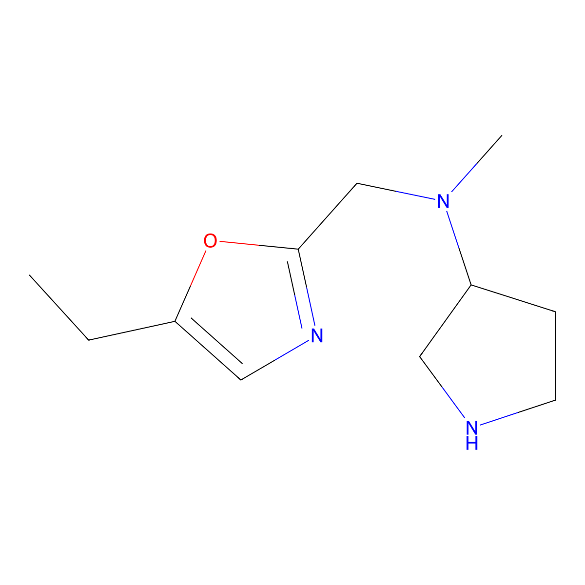 N-[(5-ethyl-1,3-oxazol-2-yl)methyl]-N-methylpyrrolidin-3-amine molecular structure, CAS 1384427-83-1