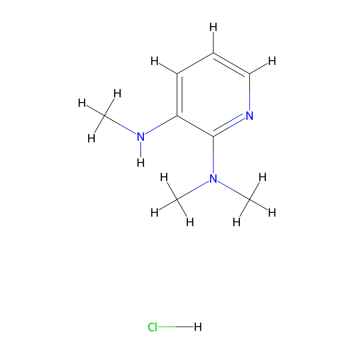 2-N,2-N,3-N-trimethylpyridine-2,3-diamine hydrochloride molecular structure, CAS 1384427-84-2