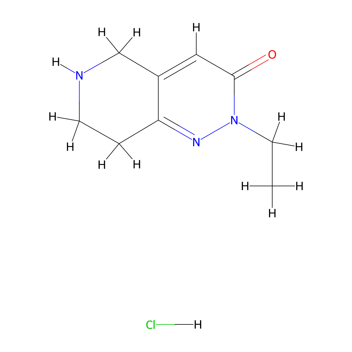 2-ethyl-2H,3H,5H,6H,7H,8H-pyrido[4,3-c]pyridazin-3-one hydrochloride molecular structure, CAS 1384427-86-4